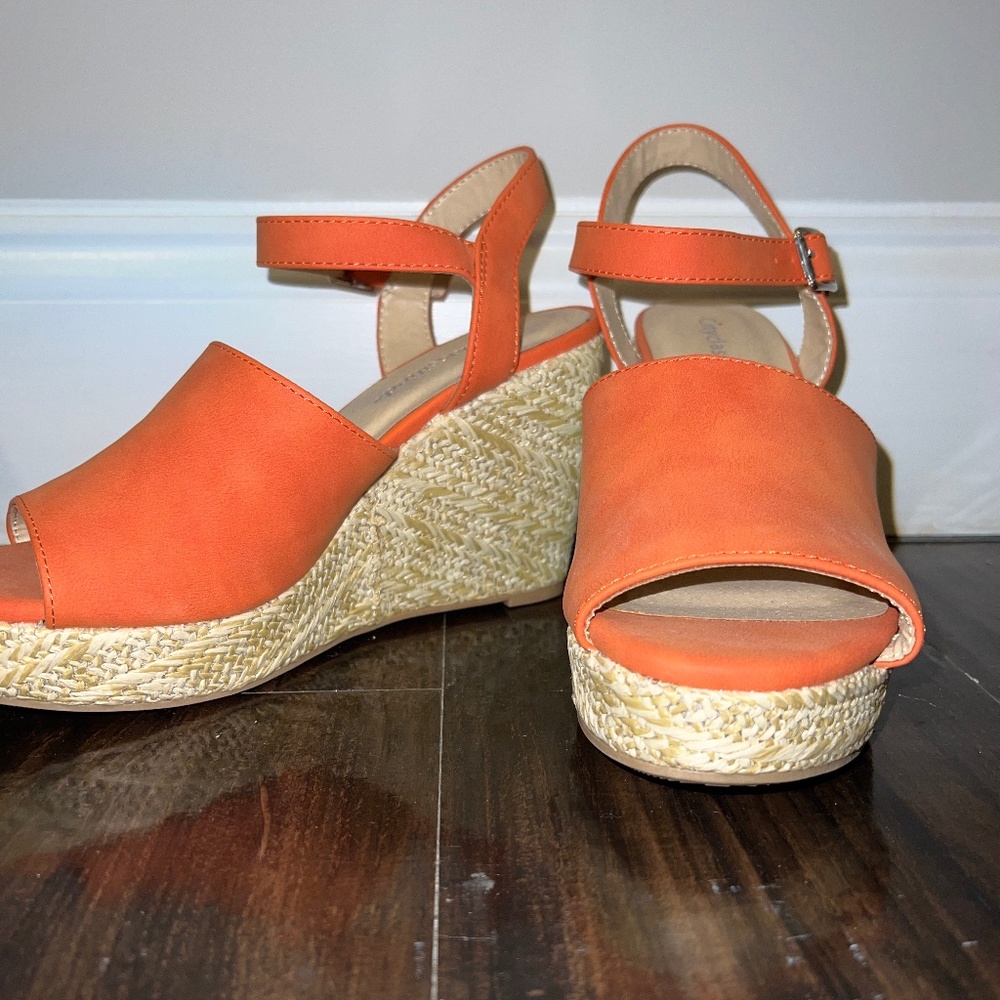Orange Platform Wedges